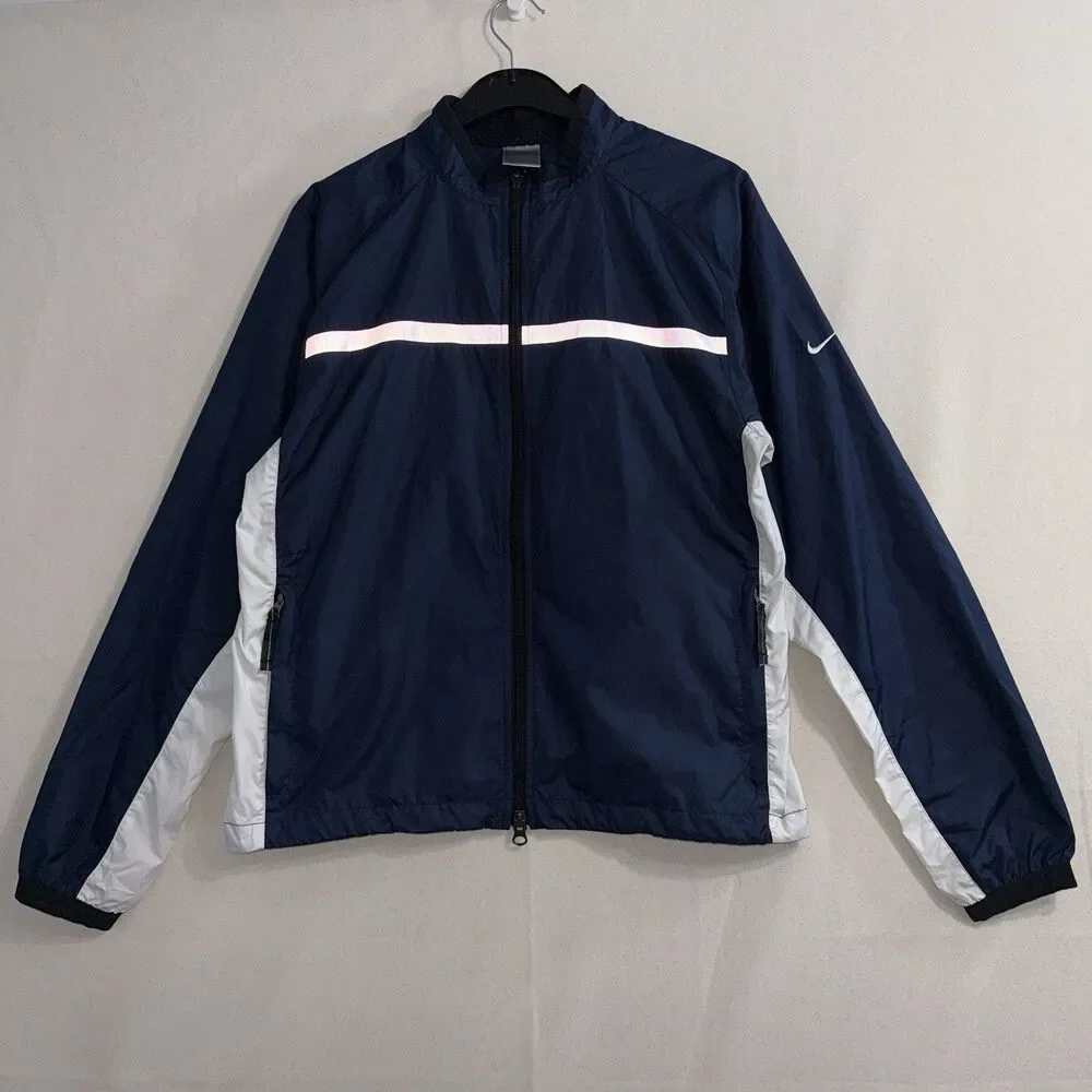Nike Golf Jacket Women Medium Clima Fit Full Zip Vented Windbreaker Size Navy